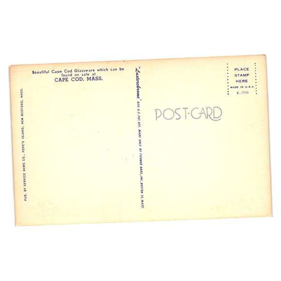 Vintage Cape Cod Massachusetts Glassware Display Postcard Lesterchrome Made USA - Picture 2 of 2